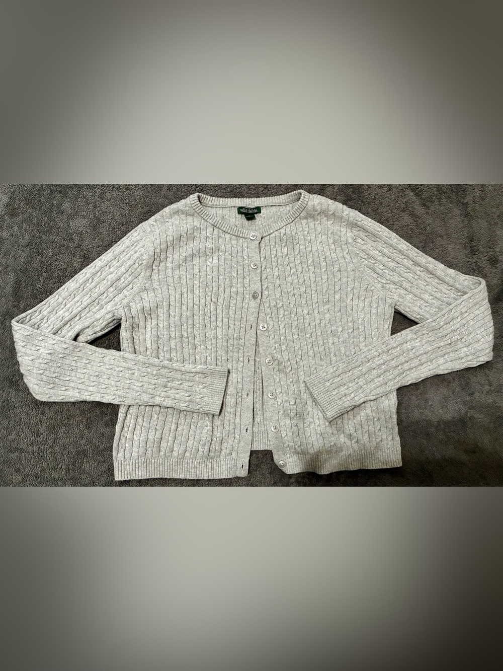 Wild Fable M Light Gray Cable Knit cropped Button-Front Cardigan Sweater